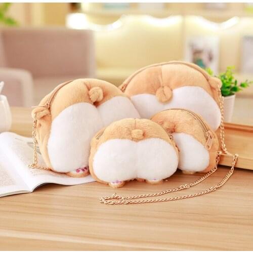 10 pcs/lot Anime welsh corgi pembroke plush doll dog butt mobile phone shoulder bag Shiba Inu cute coin purse cosplay plush toy