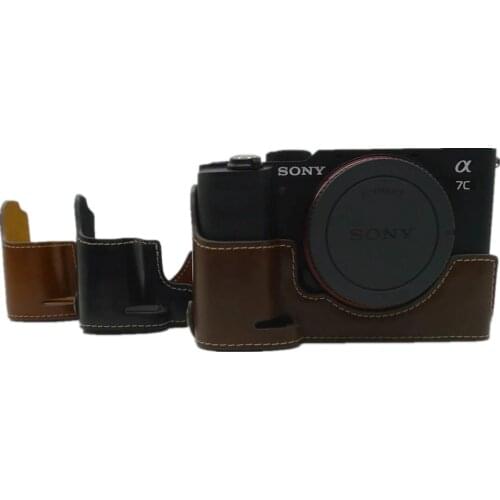 11pcs/lot- Camera Bag PU Leather Half Body Set Cover For Sony A7C Alpha 7C ILCE-7C Bottom Case With Battery Opening