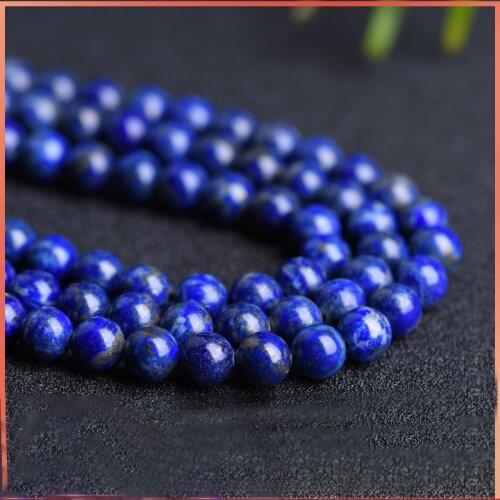 2strands/set natural lapis lazuli 4-10mm Smooth Round stone beads15.5"