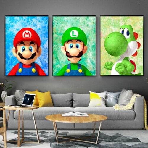 3 Pieces Watercolor Cartoon Game Posters Pictures Canvas Wall Art Decorative Prints Home Decor Paintings Living Room Decoration