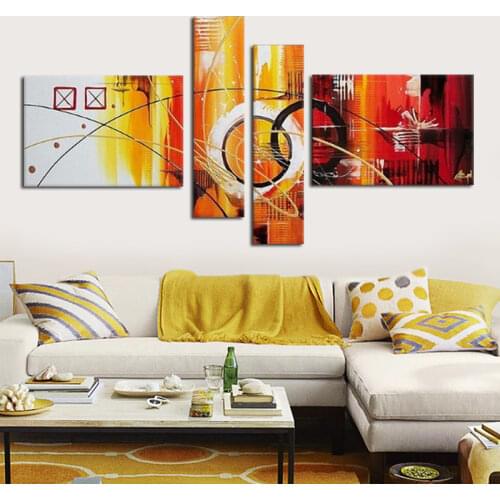 4Panels Hot Sell Irregular AbstractTwo Ring Buckles Poster Modern Home Wall Decor Painting Canvas Printing Art HD Print Painting