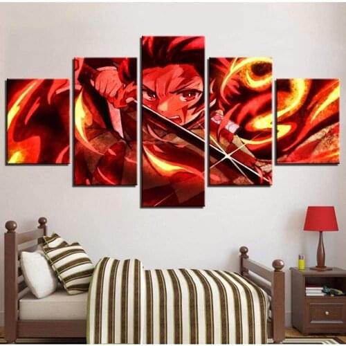5 Piece Wall Art Canvas Anime Manga Figure Posters Vampire Killer Pictures And Prints Home Modern Bedroom Decoration Paintings