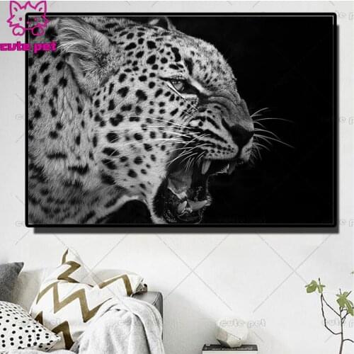 5d Diy Diamond Painting Ferocious leopard diamond rhinestone full square drill,full round diamond embroidery mosaic home decor