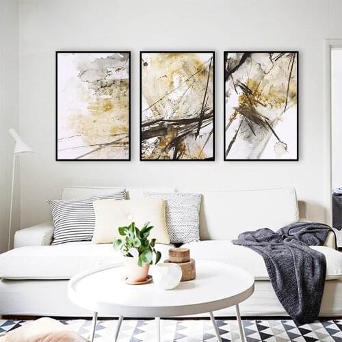 Modern Chinese Style Abstract Ink Painting Wall Art Canvas Print Poster Painting for Living Room Bedroom Home Decoration