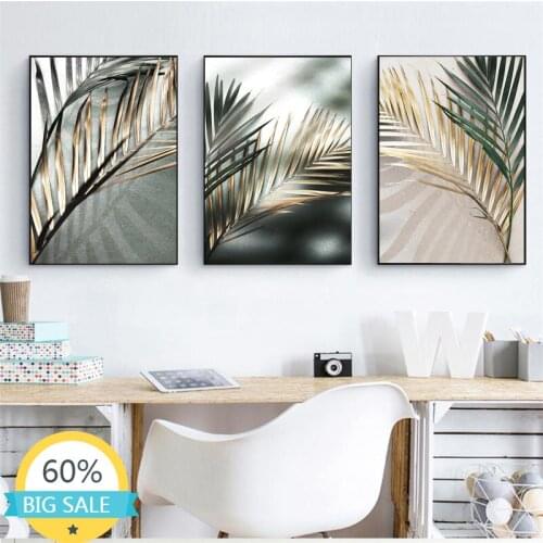 DIY 5D Diamond Embroidery Full Drill Diamond Painting Golden Palm Leaf Plant Cross Stitch Kits Diamond Mosaic Home Decor
