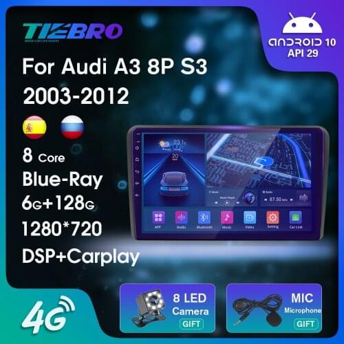 IPS DSP 4GB 2din Android 10 Car Radio DVD Player For Audi A3 8P S3 2003-2012 RS3 Sportback Multimedia Navigation Stereo Headunit