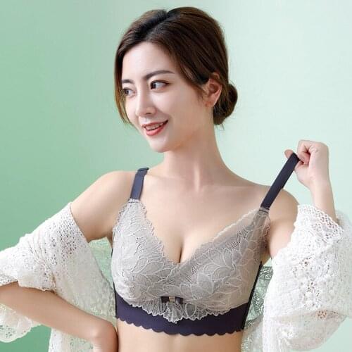 Wasteheart Sexy New Women Fashion Black Blue Lace Padded Bras Push Up Wireless Bras Bralette Cup B C Underwear Female Bras