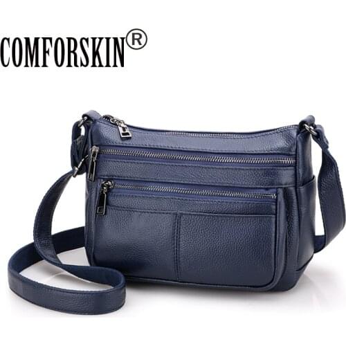 COMFORSKIN Luxurious Cowhide Leather Women Shoulder Bag Droppshipping сумочка женская Large Capacity Messenger Bag For Female