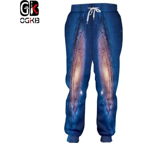 OGKB 3D Blue Galaxy Space Joggers Pants Men/Women Cool Printed Trousers Sweatpants Autumn Fall Winter Style Full Length Pants