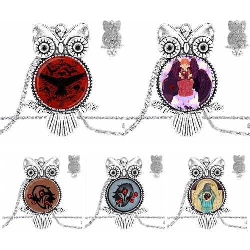 EJ Glaze For Women Fashion Jewelry Bioshock Infinite Murder of Crows Vigor Glass Cabochon Pendant Necklace Owl Fashion Necklace