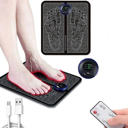 Foot Massager Pad Mat Patch Electric Muscle Stimulator USB LCD Portable Rechargeable Leg Shaping Deep Kneading Massager