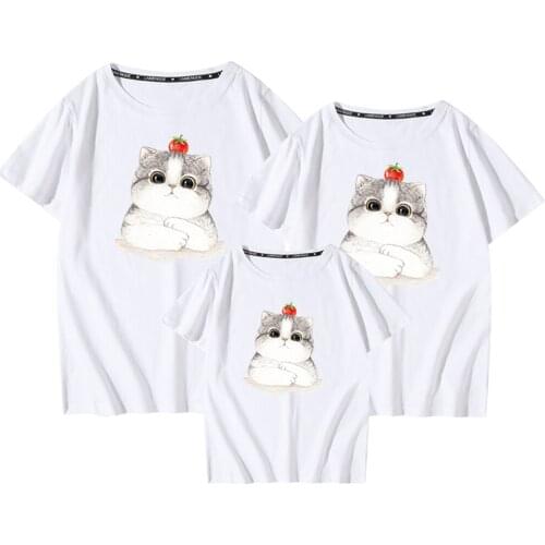 New Summer T Shirt Cute Print Cotton Family Casual Baby Tops Streetwear Girls Short Sleeve Parents-child Loose Harajuku Boys