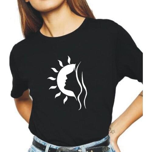 Harajuku Tshirt Summer Casual Cotton Hipster Tee Shirt Femme Fashion Women Sun Abstract Print T Shirt Women Tops Camiseta Mujer