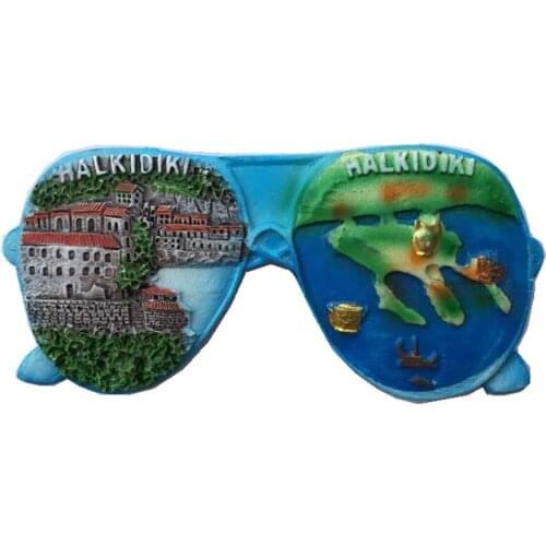 Greek Halkidiki Glasses 3D Fridge Magnets World Tourist Souvenirs Home Decor Refrigerator Magnetic Stickers