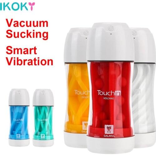 IKOKY 20 Frequency Vibration Male Masturbation Cup Powerful Vibration Soft Real Feel Masturbator New Innovation Vacuum Sucking