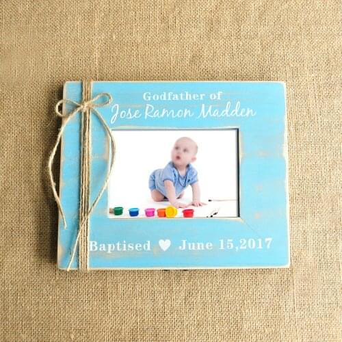 Personalized Picture Frame Gift for Godfather Baptism Gift Baby Photo Frame Gift For Him