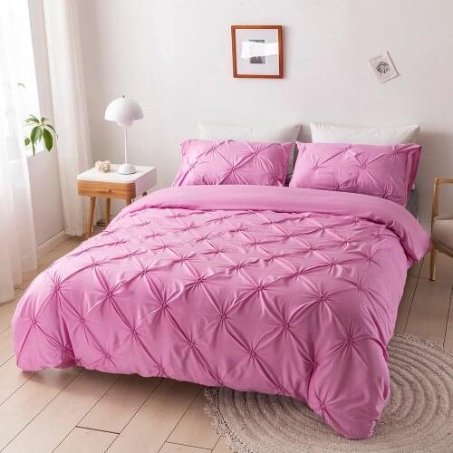 3Pcs Pinch Pleated Duvet Cover Set Luxury Bedding Set Duvet Cover and 2 Pillowcases Large Queen King Size Double Size