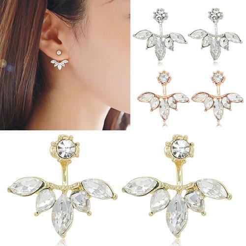 Colorful Crystal Leaves Dangle Earrings Rhinestone Inlaid Trendy Earrings Personality Statement Women Party Jewelry