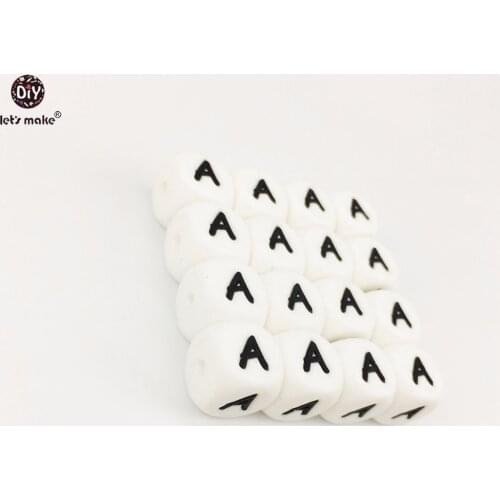 Lets Make 20pcs Silicone Letter Beads Diy Baby Name Personalized Teething Necklace Food Grade Silicone Teether BPA Free Teether