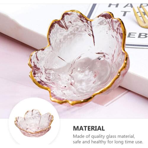 Japan Style Cherry Blossoms Small Glass Dish Gold Inlay Glass Sauce Bowl Mini Seasoning Plate for Ice Cream Fruit Sala Vinegar