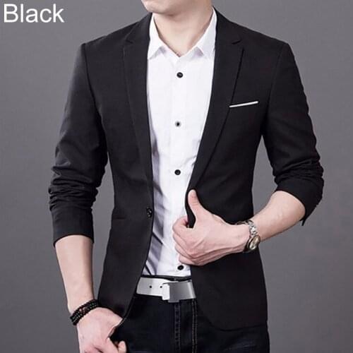 Mens jackets Fashion Men Slim Fit Formal One Button Suit Business Blazer Coat Jacket Tops Male suit Office Black Blue Plus Size