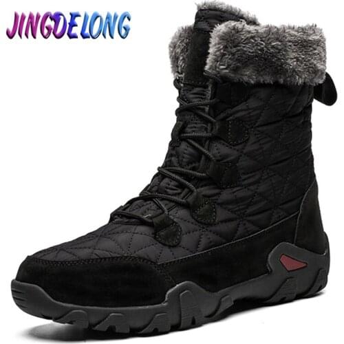 Winter Men Shoes Plush Warm Men Snow Boots Quality Leather Men Winter Shoes Outdoor Non-slip Male Sneakers Brand Botas Hombre