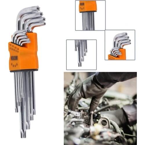9Pcs/Set Torx wrench set Durable L-Type Tamperproof Steel Hand Car Repair Tool Screwdriver T10 T15 T20 T25 T27 T30 T40 T45 T50