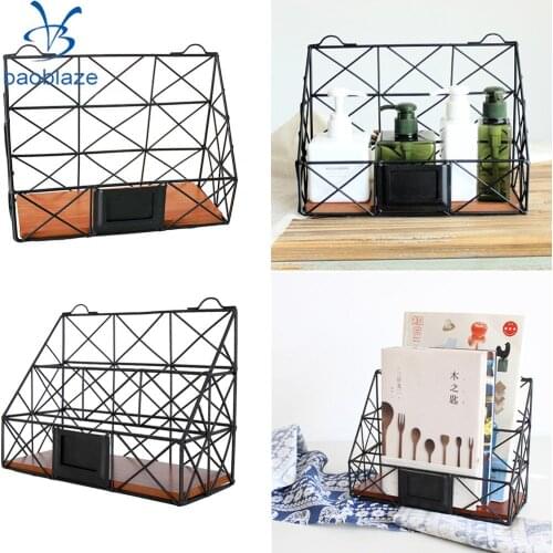 Desktop Storage Shelves Racks Wall Hanging Book Magazine Holder Double