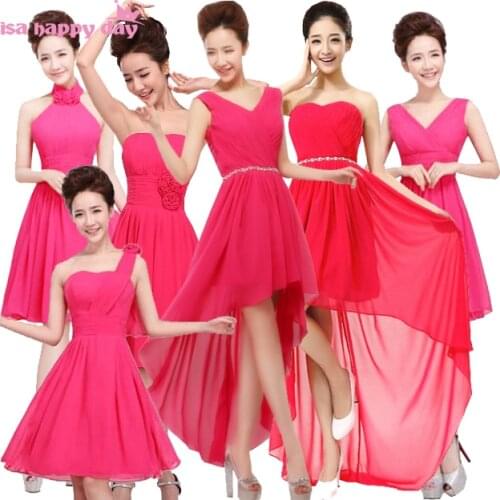 Vestidos formales newest hot pink bridesmaids dresses gowns clothes of bridesmaid fuchsia brides maid dress robe de soiree 2020