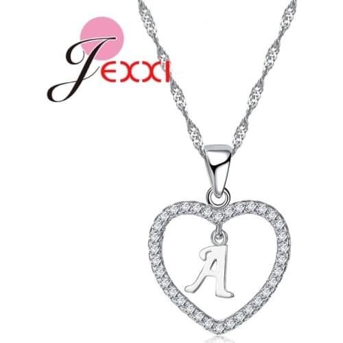 Heart Different Letter Love Shape Pendant Necklace 925 Sterling Silver CZ Girls Valentines Gift Party Jewelry Hot sale