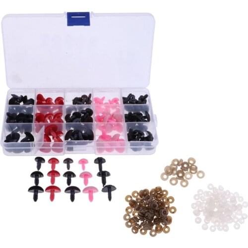 132 Pieces Plastic Safety Screw Nose 11/14/15/16mm for Teddy Bear Animals Puppet Toy Doll DIY Making Supplies
