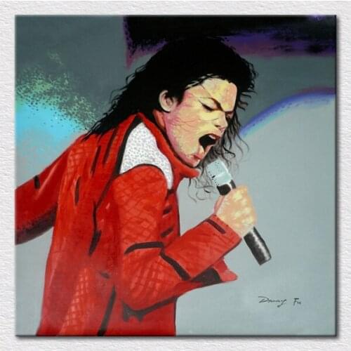 Popular Modern room supply decor art Canvas printed Michael Jackson oil painting to hang on room wall Free Shipping