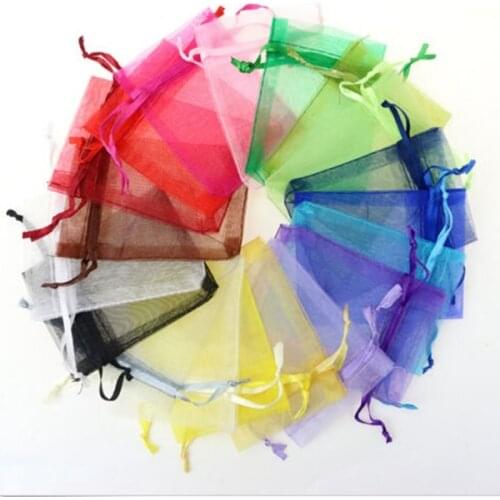Mixed Color 9x12cm 1000piece Wedding or Jewelry Packing ~ Drawstring Plain Organza bags Gift Pouches