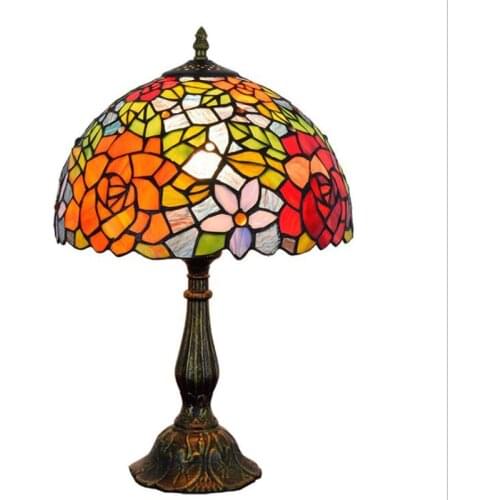 Tiffany Lamp Vintage Table Light Home Decoration Bedside Light Study Stained Glass Art Desk LED Table Lamp