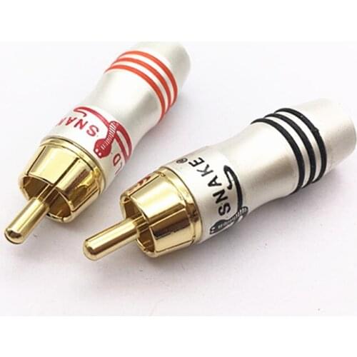 2pcs New Copper Gold-plated RCA Plug Audio Video Connector Snake King RCA Male Plug Audio Lotus Plug