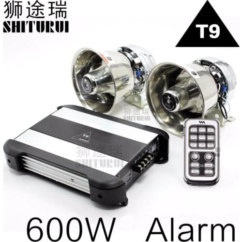 600W Police Sire car MIC Speaker System 18 Sound Loud for Car Warning Alarm Police Fire Siren Horn T9 ,horn car alarm amplifier