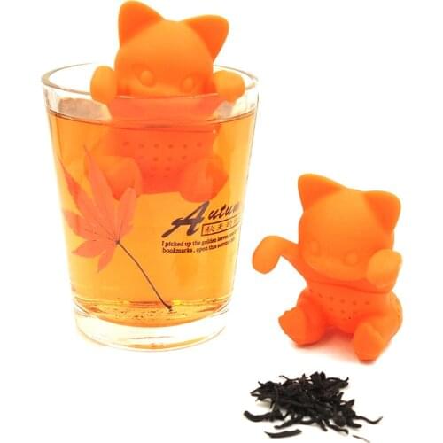 Tea Strainer Cute Animal Silicone Tea Infuser Kitchen Accessories Lovely Cat Squirrel Funny Teaware Kitchen Accessories Gadgets