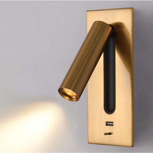 Nordic LED Wall Lamp with switch spotlight Interior Reading Light hotel headboard Rotation Sconce Bedroom Bedside Wall light