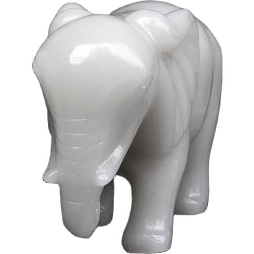 Chinese Hand-carved Natural Natural White Jade Elephant Mascot Feng Shui Ornament Jade Ornament