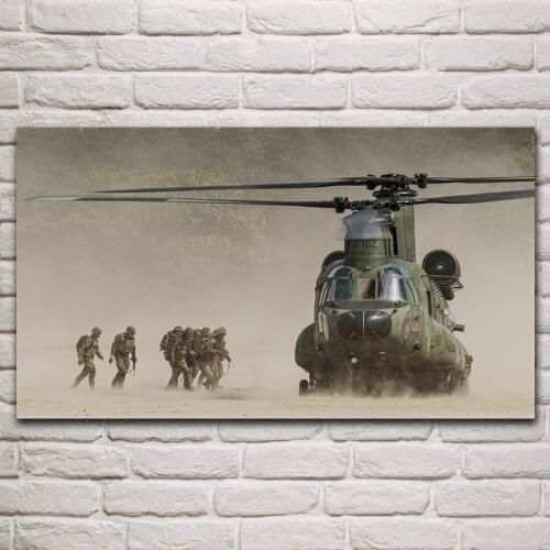 Moving soldiers helicopter army military fanart living room decoration home wall art decor canvas fabric posters KM988