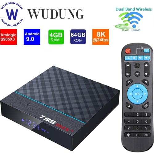 T95 MAX Plus Android 9.0 Set Top Box Amlogic S905X3 2.4G&5G Dual Wifi HDR BT 8K 4GB 64GB Android TV Boxes Smart TV BOX