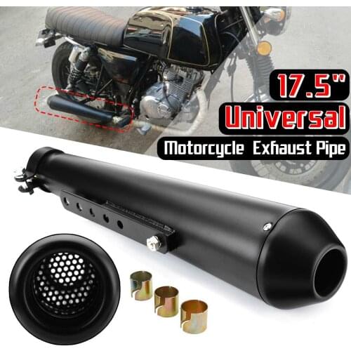 Universal Motorcycle Exhaust Pipe Cafe Racer Modified Tail Exhaust System with Sliding Bracket Matte For Honda/Yamaha/Suzuki