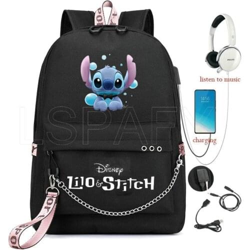 Disney Anti-theft Backpack Stitch Bag Laptop Women Mochila Male Waterproof Back Pack Backbag Large Capacity School Backpack