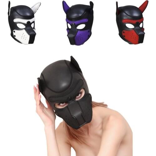 High Quality Sexy Girls Women Cosplay Props Puppy Mask Role Playing SM Sex Lady Rubber Helmet Soft Latex Dog Mask New