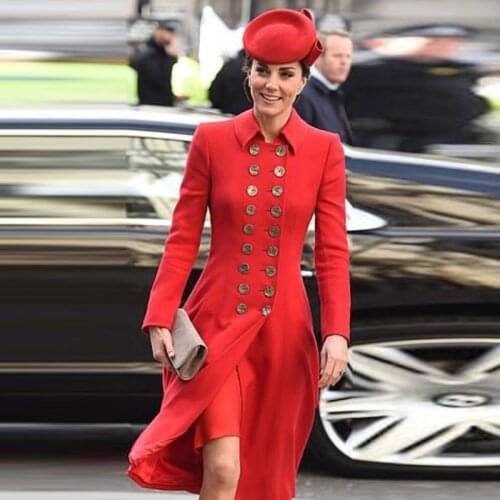 Kate Middleton High-end Customization New Fashion Elegant Formal Office Lady Workplace Long Sleeve Red Suit Coat
