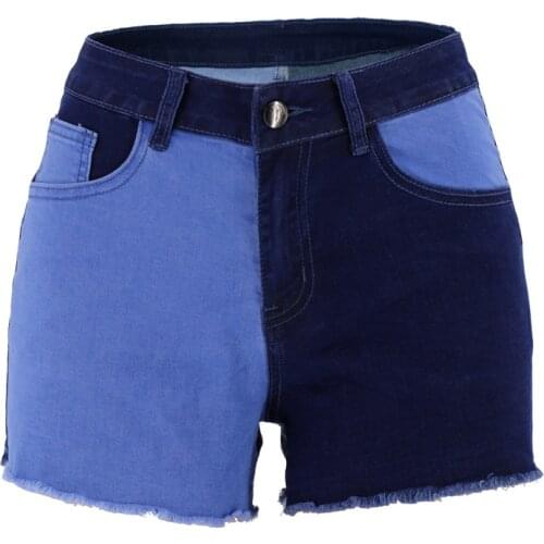 Denim Shorts for Women 2021 Summer Mid Waist Tassel Straight Jeans Shorts Woman Vintage Patchwork Mini Booty Shorts