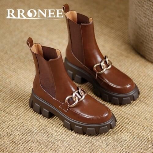 Womens Ankle boots Martin boots versatile British thick base patent-leather muffin base metal buckle 2021 autumn winter new