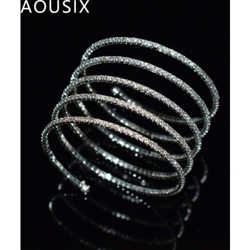 Round the arm opening bracelet Crystal Cuff Bracelet for Women with Bling Wrap Bracelets Wedding Party Jewelry Bracelets Gift