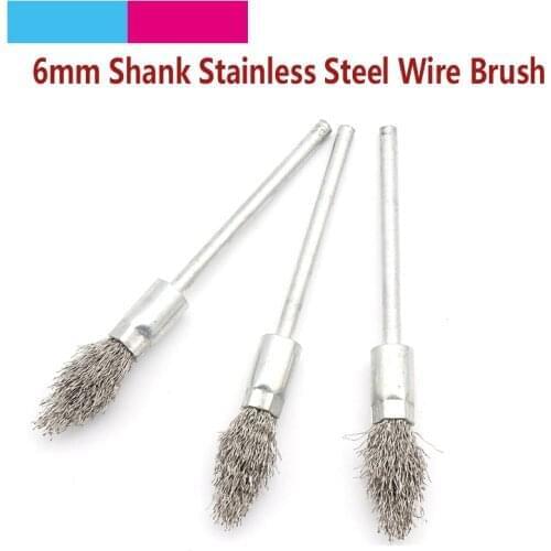 1pcs 6mm Shank Torch Shape Steel Wire Brush For Metal Rust Remover Wood Jade Polishing Cleaning Rotary Tools Accessories