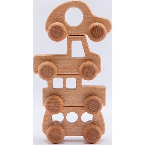 1Pcs Baby Toys Beech Wooden Blocks Wooden Car Cartoon Educational Montessori Toys For Children Teething Birthday Gift Custom nam